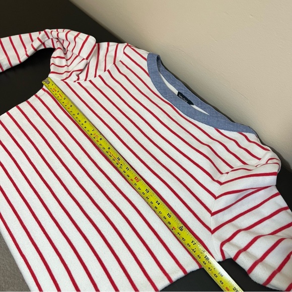 Nautica Red and White Stripes Blue Cuffs Top - Picture 10 of 12
